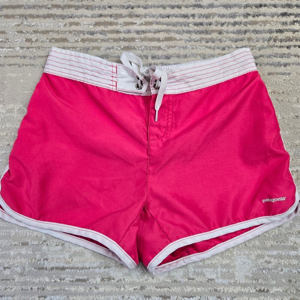 Patagonia Girls Board Shorts Baggies Pink White Medium 8‎